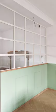 Verrière en acier Avec traverse atypique vitrage 33/2 feuilletés Laquage ral blanc 9016 FT 53700 AVERTON